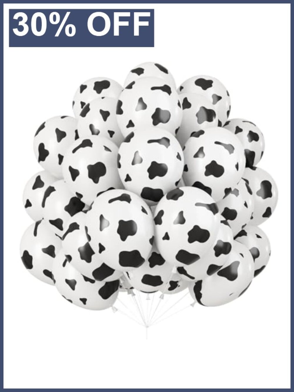 Cow Print Balloons, 30 Pcs Cute Cow Latex Balloons for Kids Party, Black White
